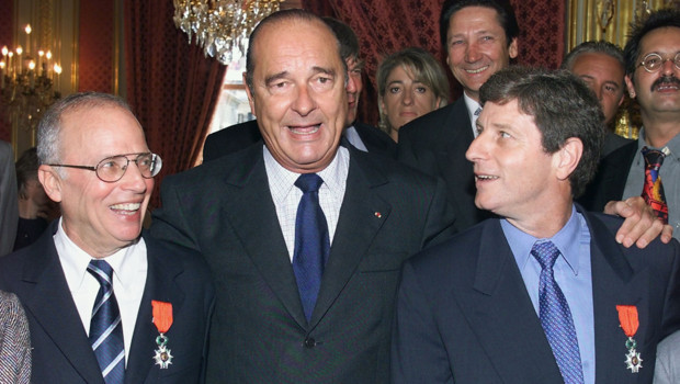 Thierry Roland, Jean-Michel Larqué et Jacques Chirac