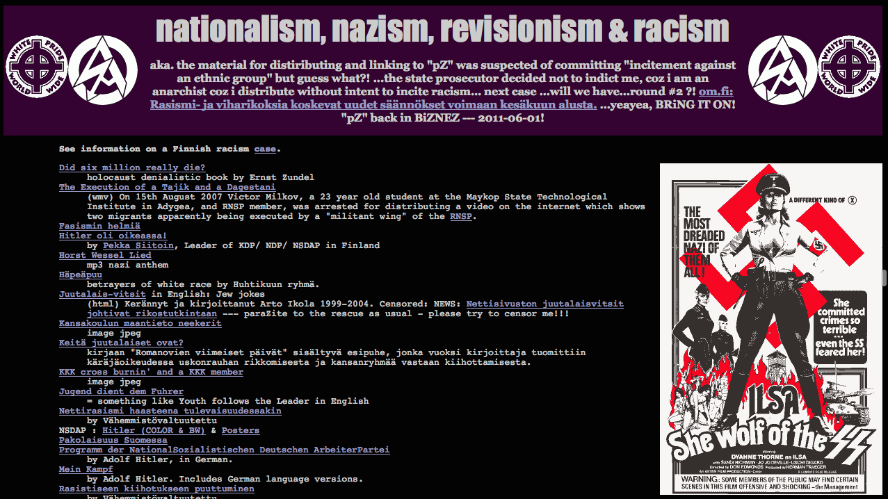 Nationalism, nazism, revisionisme & rascism du Dark Web