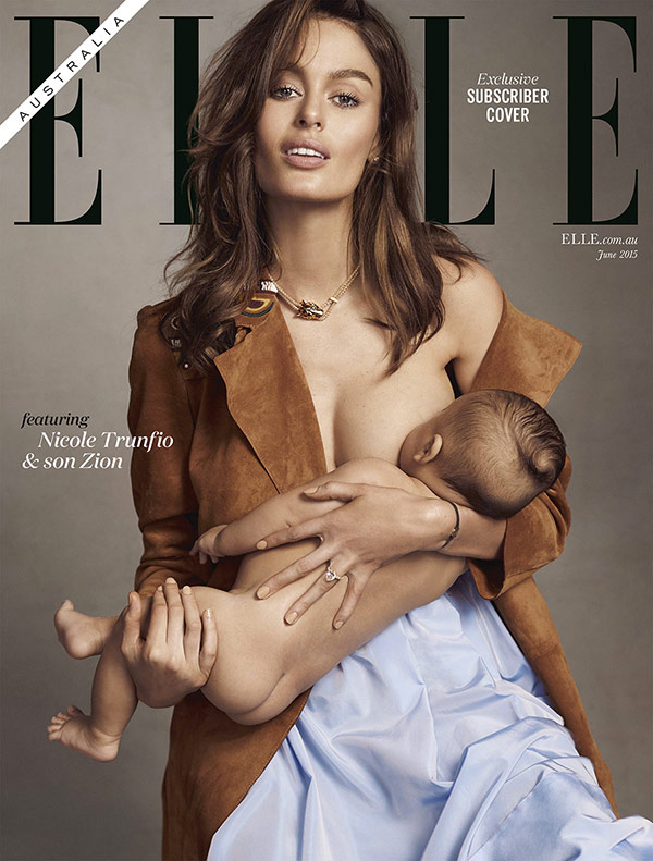 Nicole Trunfio allaite bebe Elle Australie